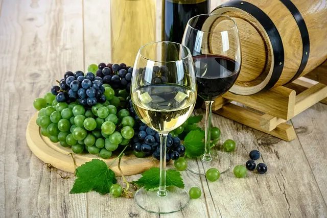 dos copas de vino y uvas