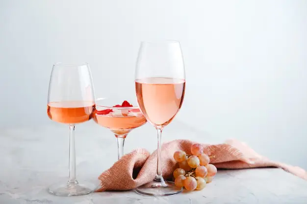 copas de vino rosado